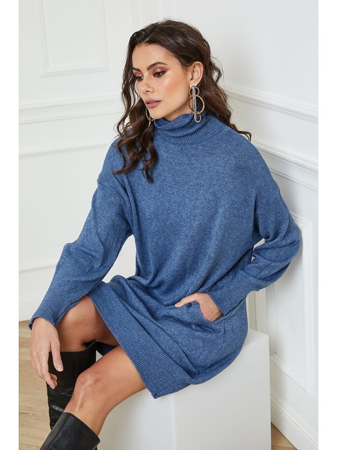 Joséfine Sukienka dzianinowa "Warren" w kolorze niebieskim rozmiar: XL