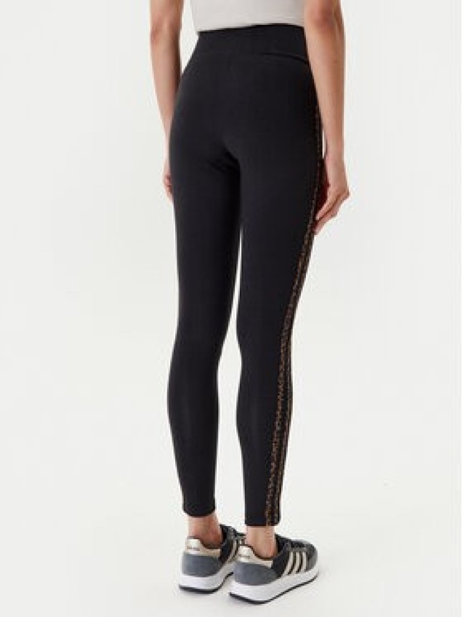 adidas Legginsy Leopard 3-Stripes JW7307 Czarny Slim Fit