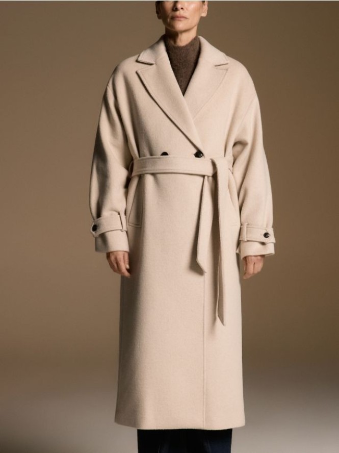 Płaszcz z wełną - beżowy