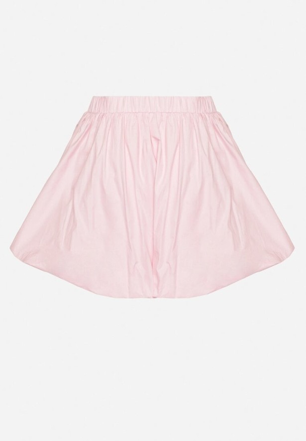 Różowe Bawełniane Szorty o Bufiastym Kroju z Gumką w Pasie Lortewia