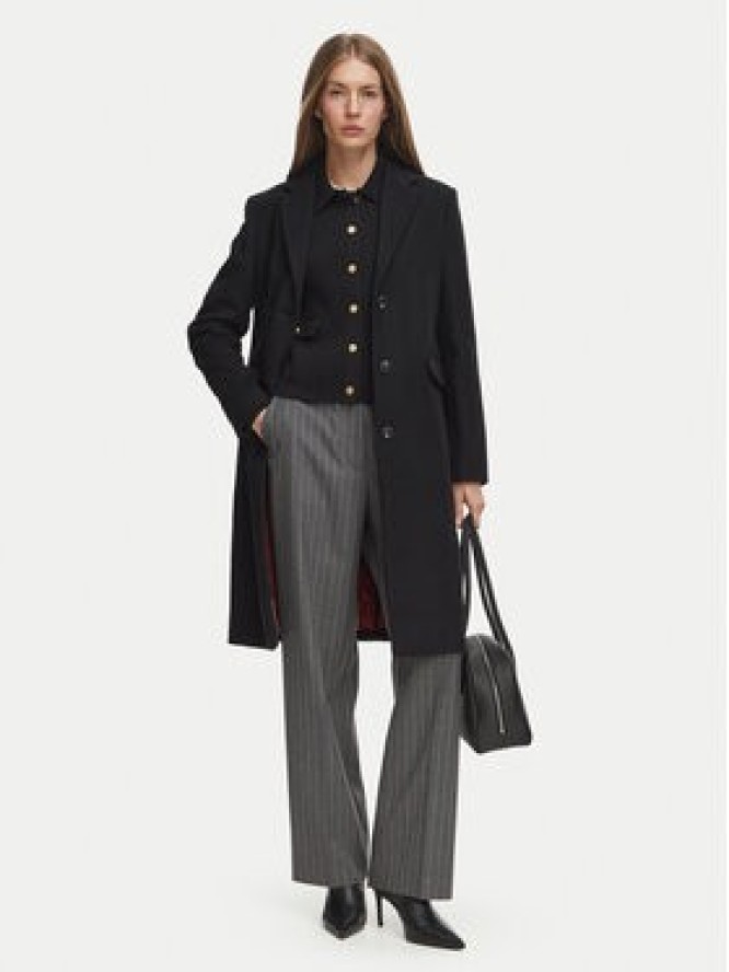 Tommy Hilfiger Płaszcz wełniany Classic WW0WW51106 Czarny Regular Fit