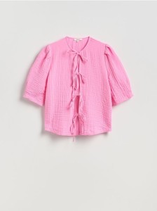 Bluzka z wiązaniem - różowy