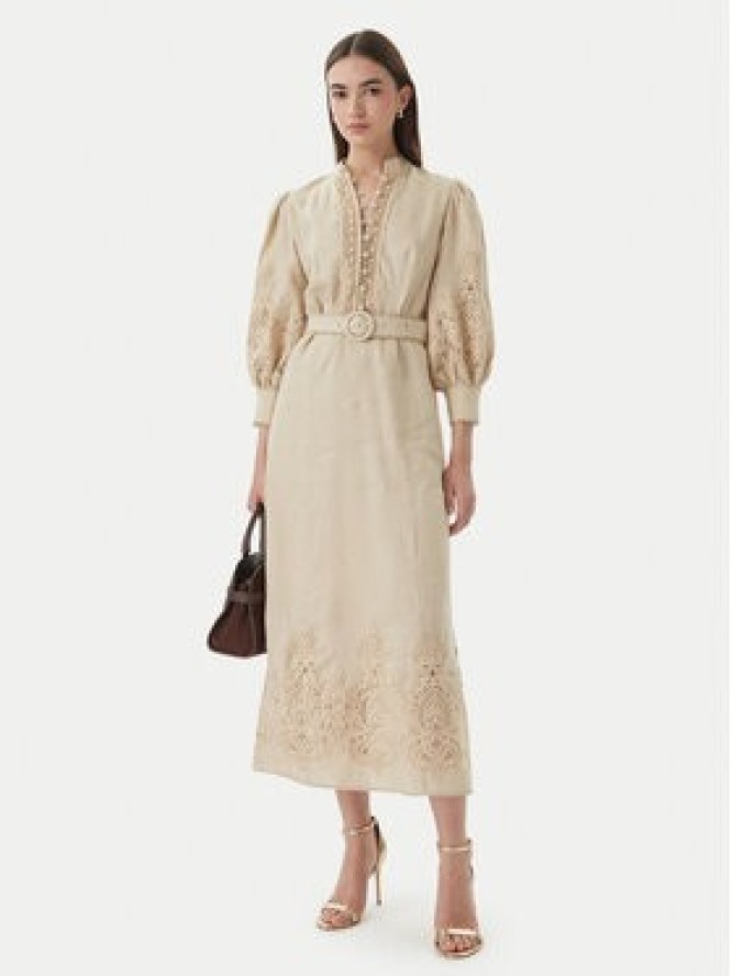 Luisa Spagnoli Sukienka koktajlowa Provina 542925 Beżowy Regular Fit