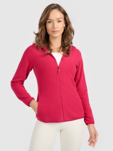 4F Polar slim z kapturem damski - różowy XXL