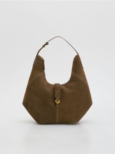 Zamszowa torebka hobo - brązowy
