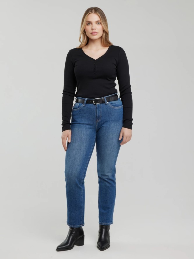 Bluzka damska z prążkowanej dzianiny czarna Nathalie 906