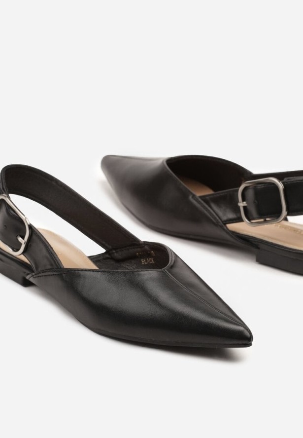 Czarne Sandały Bez Pięty z Szerokim Paskiem z Tyłu Laneliss