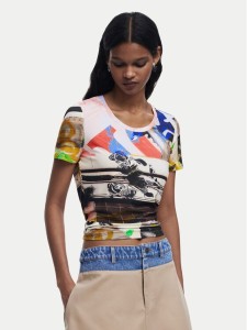 Desigual T-Shirt Collage 25SWTK14 Kolorowy Regular Fit
