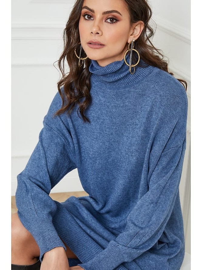 Joséfine Sukienka dzianinowa "Warren" w kolorze niebieskim rozmiar: XL