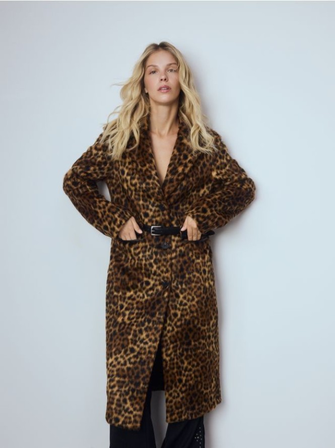 Płaszcz w panterkę - wielobarwny