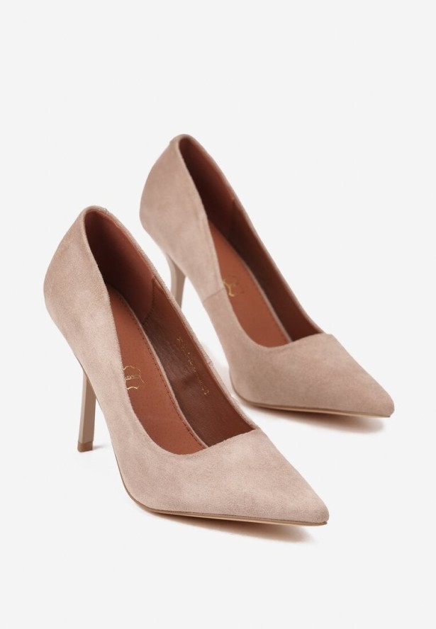 Ciemnobeżowe Szpilki Vices w Klasycznym Stylu ze Skórzaną Wkładką Verile