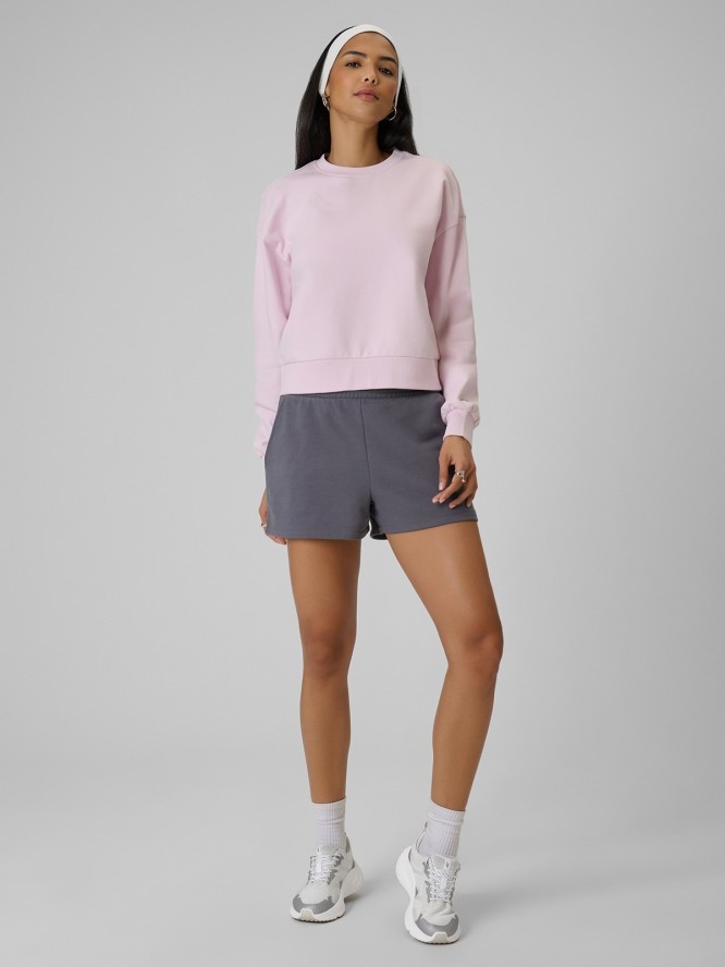 4F Bluza dresowa regular bez kaptura damska - różowa L