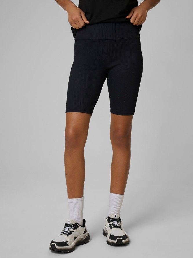 4F Legginsy kolarki z prążkowanej dzianiny damskie - czarne L