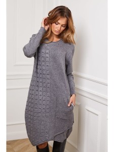 Joséfine Sukienka dzianinowa "Goeland" w kolorze szarym rozmiar: XL