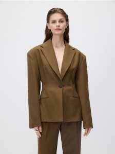 Taliowana marynarka z wiskozą - warm olive