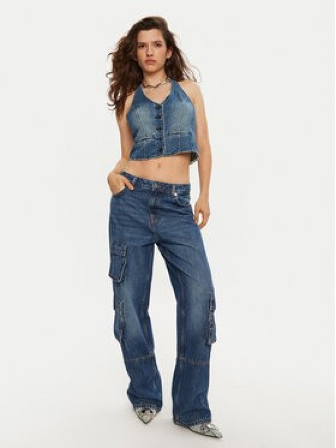 One Teaspoon Top 26601 Niebieski Slim Fit