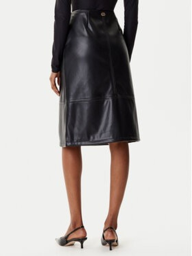 TWINSET Spódnica z imitacji skóry 252TP2233 Czarny Regular Fit