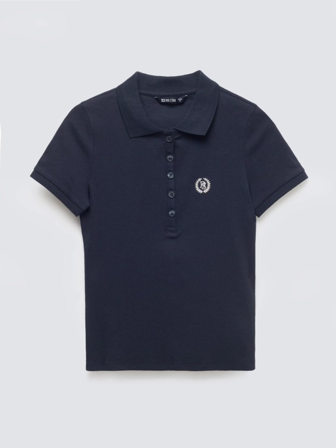 koszulka damska polo slim w prążek granatowa rella 403