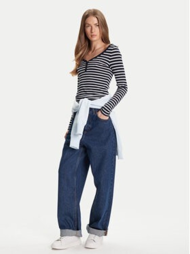 Tommy Jeans Bluzka Henley DW0DW20903 Granatowy Slim Fit