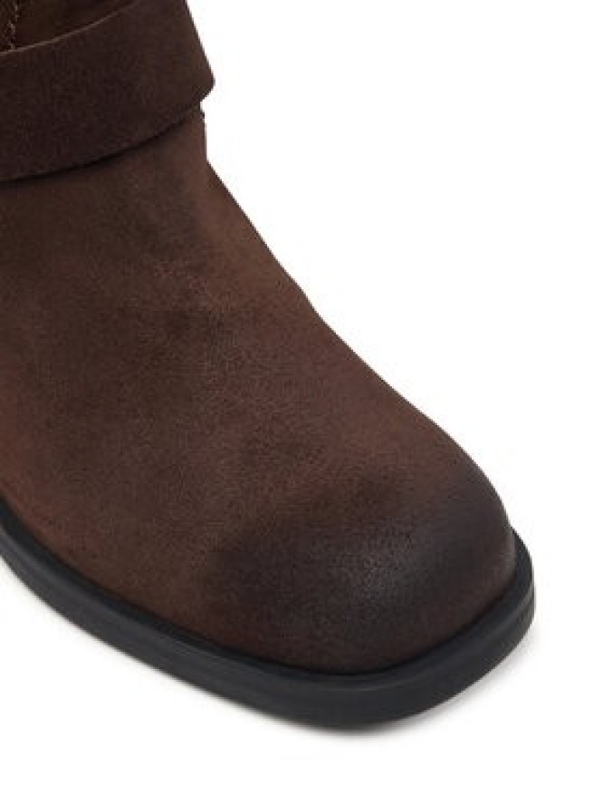 Tommy Jeans Oficerki Tjw Brushed Suede Biker Boots EN0EN03110 Brązowy ciemny