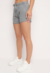 Szare Bawełniane Szorty z Gumką w Talii Cazorea