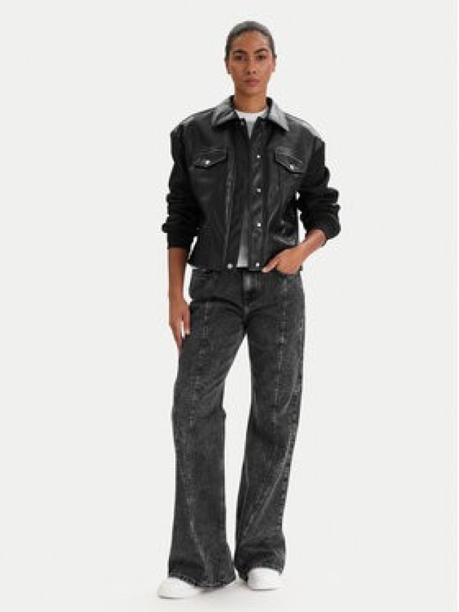 Karl Lagerfeld Jeans Kurtka z imitacji skóry B1W15027 Czarny Regular Fit