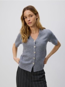 Kardigan z dekoracyjnymi guzikami - szary
