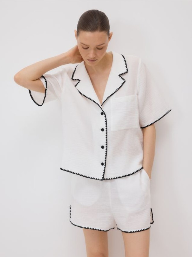 Koszula z bawełnianego muślinu - biały