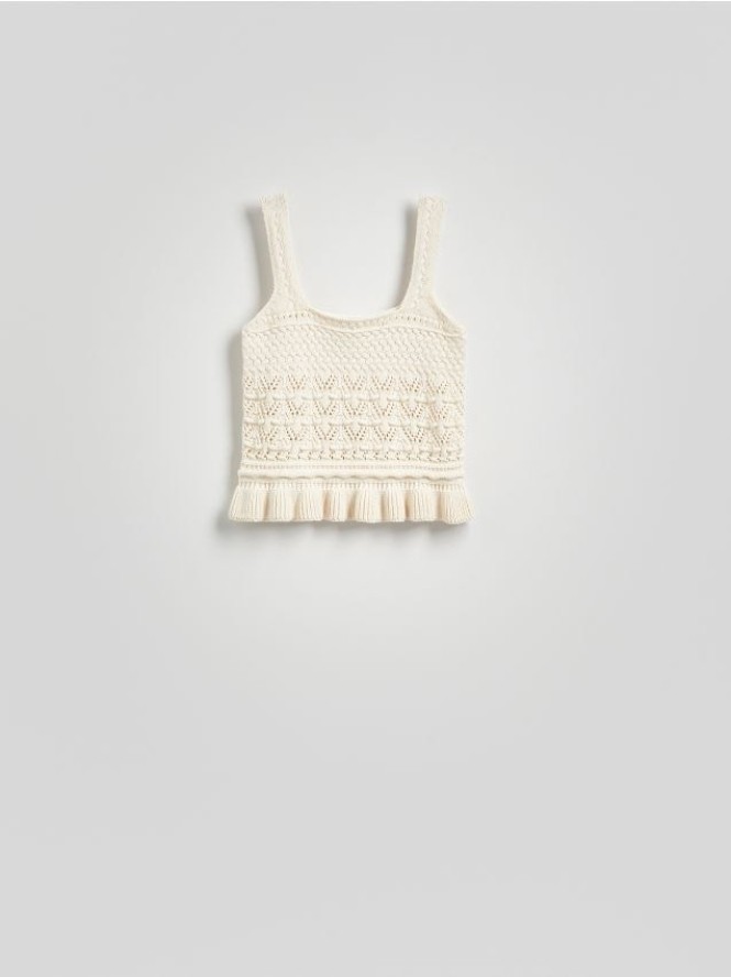 Dzianinowy top - kremowy