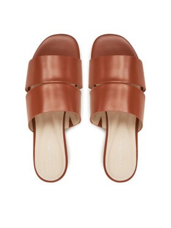 Calvin Klein Klapki Flat Slide - Lth 2 Straps HW0HW02365 Brązowy
