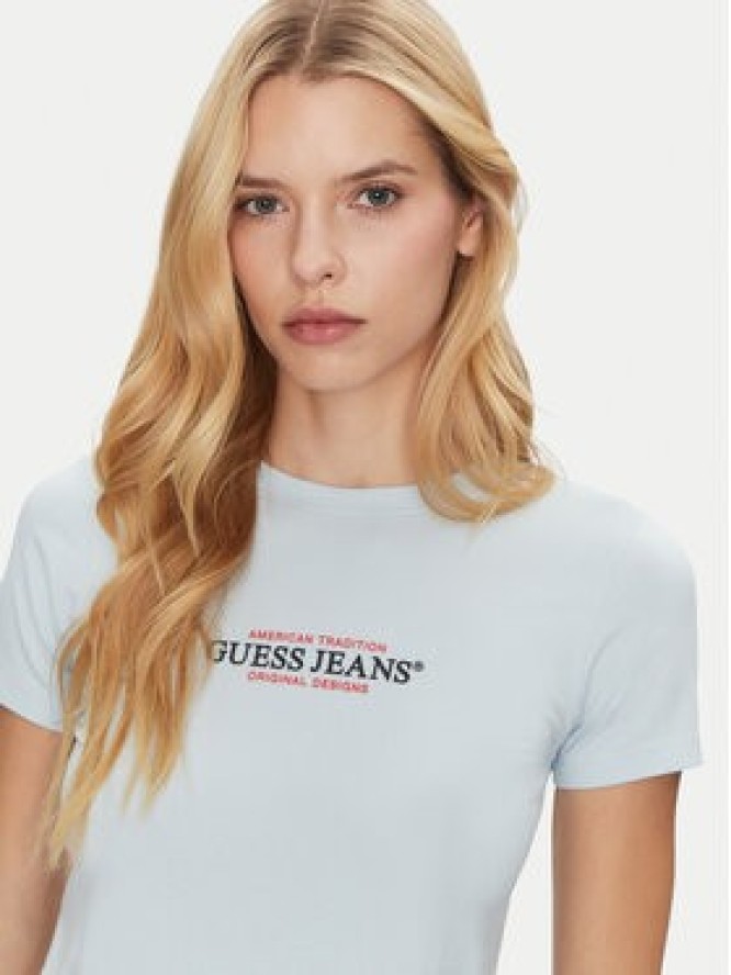 Guess Jeans T-Shirt W4YI03 J1314 Błękitny Slim Fit