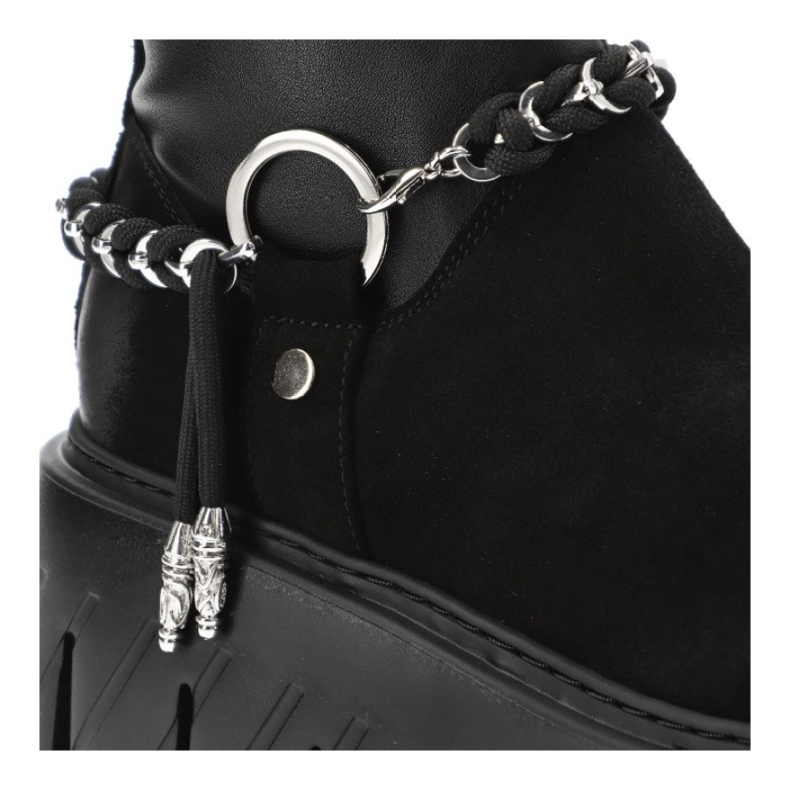 Czarne Botki Chebello Modne Obuwie Damskie Na Platformie