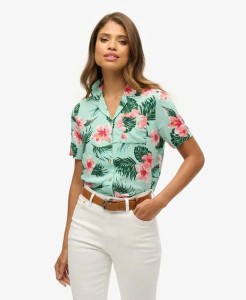 superdry Koszula Beach Resort z 100% wiskozy z nadrukiem – Luna Rose Mint
