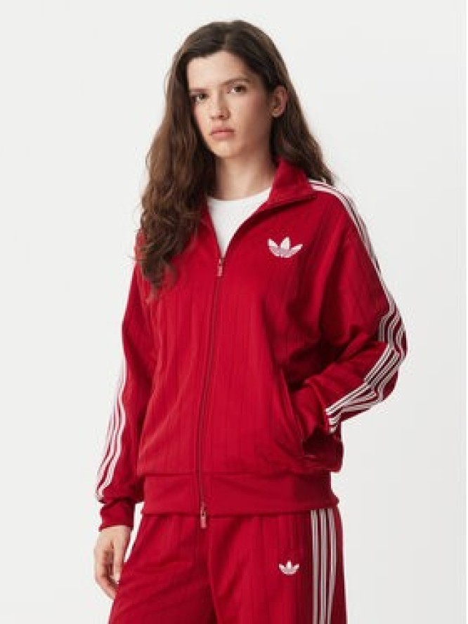 adidas Bluza Pinstripe Firebrid Loose Tracktop KS9984 Czerwony Regular Fit
