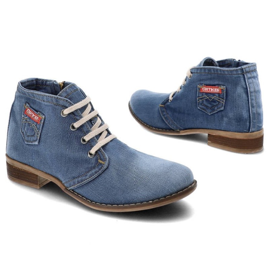 Jeansowe Botki Artiker Damskie Wygodne Obuwie