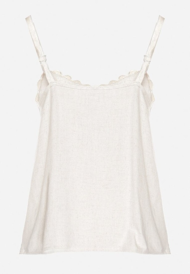 Czarny Top z Lnem i Wiskozą z Haftem w Stylu Boho Ronira