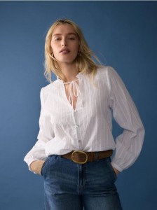 Koszula z ozdobnym wiązaniem - biały