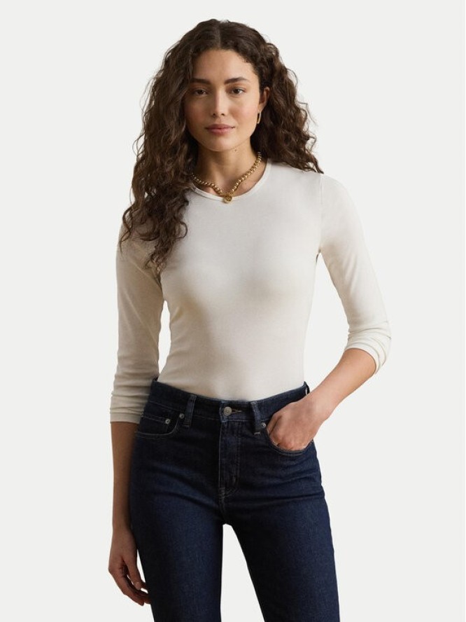 LAUREN RALPH LAUREN Bluzka 200680399002 Biały Slim Fit