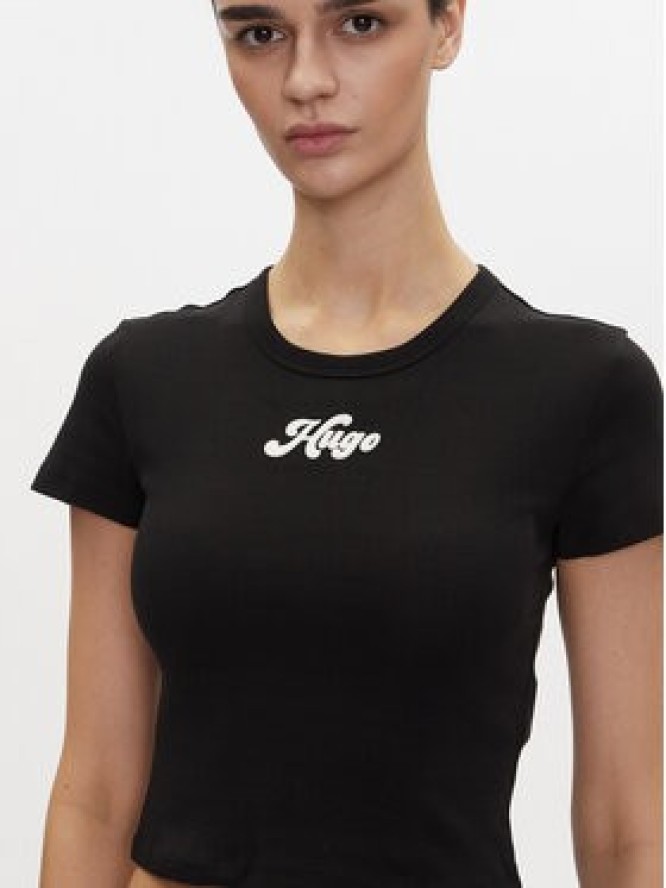HUGO T-Shirt Delanor_2 50539132 Czarny Cropped Fit