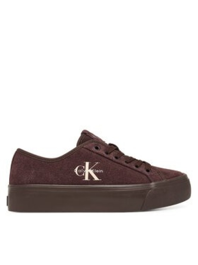 Calvin Klein Tenisówki Vulc Flatf Laceup Suede HW0HW03088 Bordowy