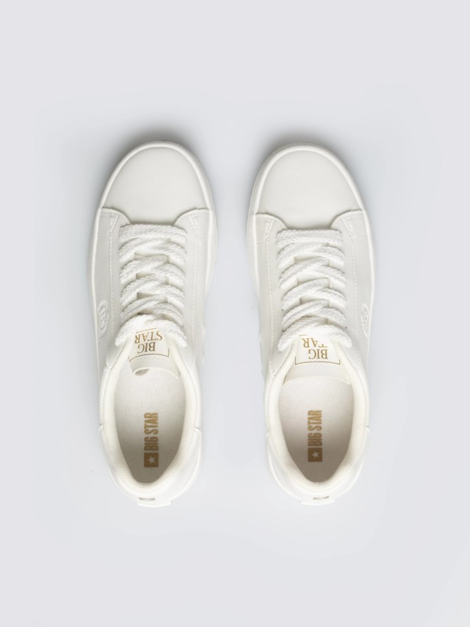 sneakersy damskie ze skóry ekologicznej białe nn274577 101