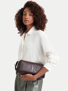 Calvin Klein Torebka Bold Ck Slouchy Shoulder Bag LV04F3894G Brązowy ciemny