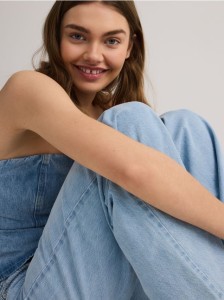 Jeansy straight leg - niebieski