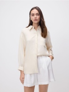 Szorty z wiskozą - złamana biel