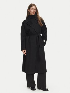 Calvin Klein Płaszcz wełniany Hero LV040WL571 Czarny Regular Fit
