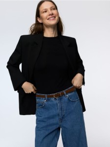Zamszowy pasek z klamrą - brązowy