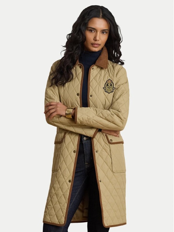 LAUREN RALPH LAUREN Kurtka przejściowa Crested 3/4 Quilt 297P18059002 Beżowy Regular Fit
