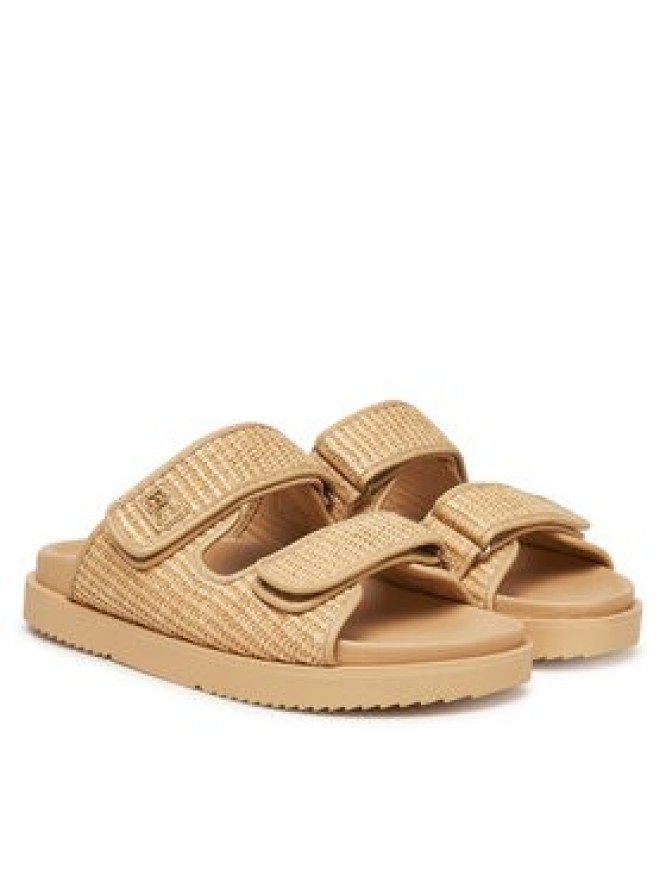 Tommy Hilfiger Klapki Double Strap Raffia FW0FW08940 Beżowy