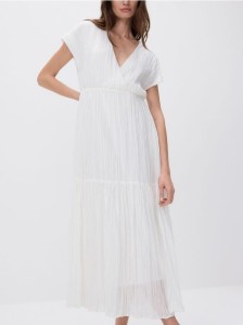 Sukienka z marszczonej tkaniny - biały