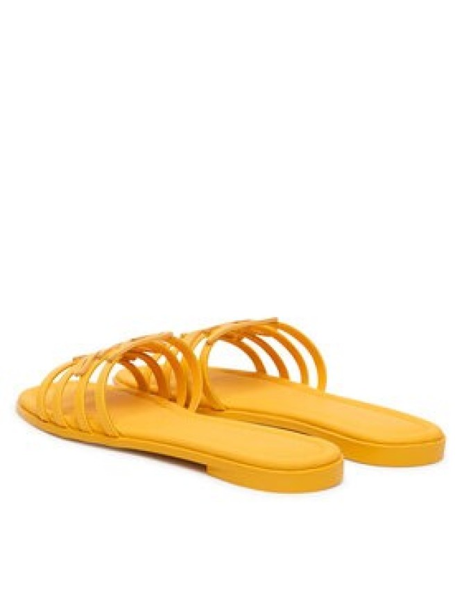 Tommy Hilfiger Klapki Th Script Flat Mule Lth FW0FW09368 Żółty
